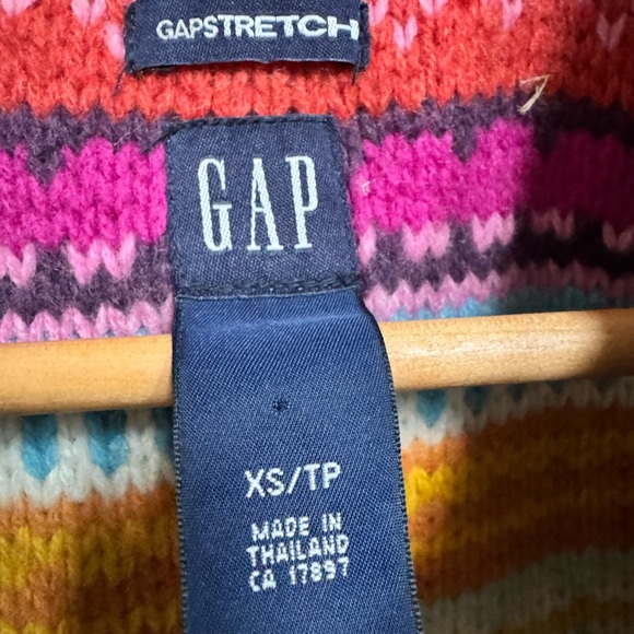 VTG Gap Fair Isle Lambswool Lined Vintage Fade Denim Jacket. Size XS - Picture 6 of 7